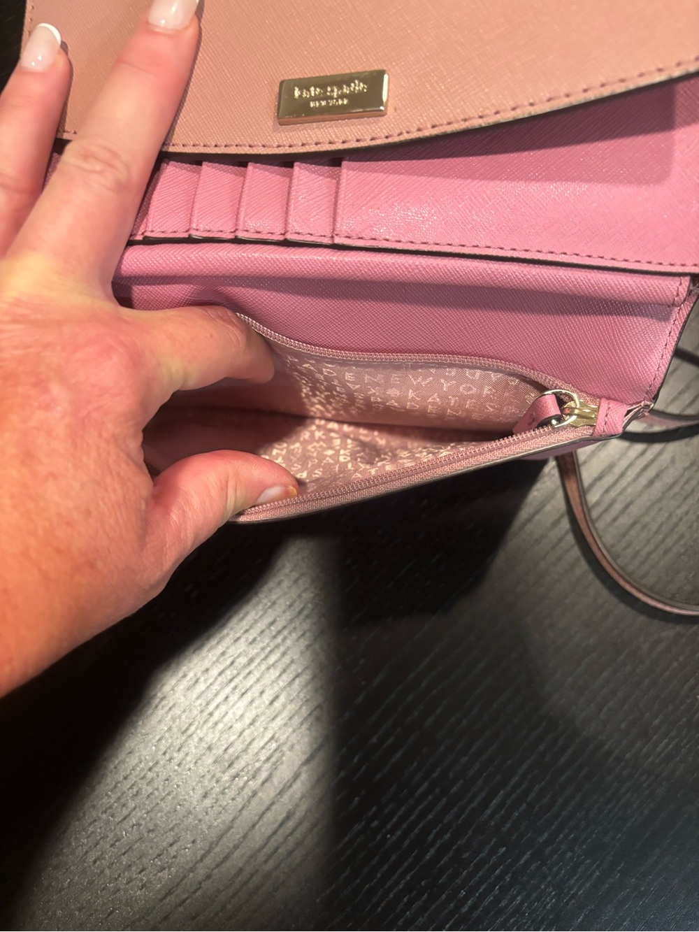kate spade blush pink saffiano crossbody large wallet - Picture 10 of 11